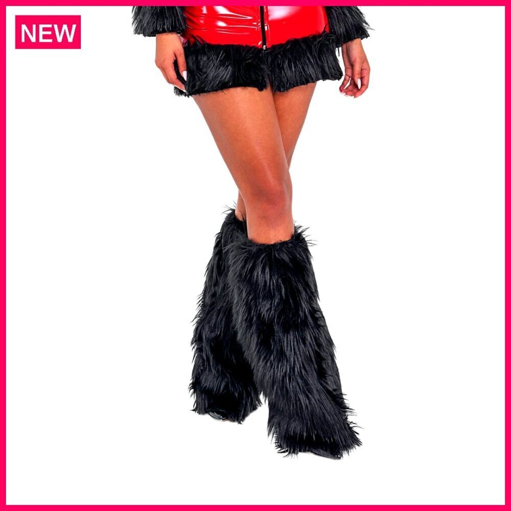 Fluffy Faux Fur Leg Warmers, 12 Inches Long, Boot Cuffs, Party Accessory